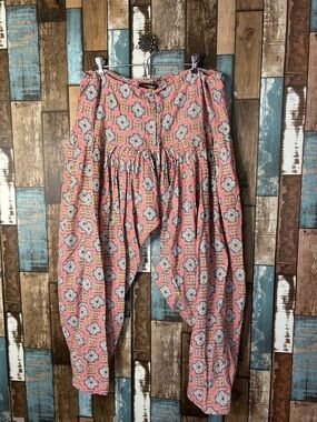 Colorways Coral Printed Boho baggy drawstring waist pants